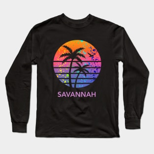 Savannah Georgia Rainbow Splatter Tropical Sunset Souvenir Long Sleeve T-Shirt